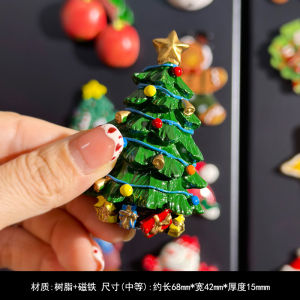 Adorable 3D Resin Fridge Magnet Christmas Tree Creative Snowman Gingerbread Man Gift Decorative Sticker for Home Decoration