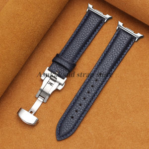 No Gaps Leather Strap for Samsung Galaxy Watch 8 44mm 40mm Bands for Galaxy Watch 8 Classic 46mm Butterfly Buckle Men Accessorie
