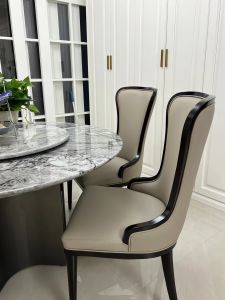 Nordic Style Solid Wood Dining Chair for Home Use Armchair Leather Soft Bag with Armrest Ghost Chair Stool for Hotel Balcony