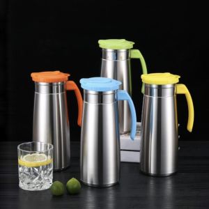 Korean pitcher stainless steel water bottle water cooler jug insulated tumbler water jug flask tumbler insulated pitcher juice jar for business beverage dispenser cold brew coffee pitcher kittle stainless metal pitcher water bottle for refrigerator
