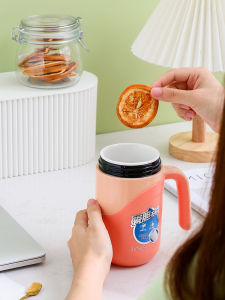 แก้วกาแฟอุ่นแบบมีฝาปิด ดีไซน์เรียบง่าย ทำจากเซรามิก สำหรับใช้ในออฟฟิศ สำหรับผู้ชาย สำหรับใช้ในบ้าน แก้วแบบพกพา แก้วกาแฟสำหรับใช้ในชีวิตประจำวัน