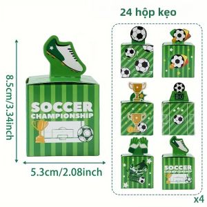 24 Chiếc Hộp Quà Lưu Niệm Bóng Đá Màu Xanh Lá Cây Hộp Đựng Kẹo Quà Tặng Sinh Nhật Tiệc Chào Đón Em Bé Hộp Giấy Gấp Gọn Đồ Dùng Cho Các Dịp Đặc Biệt
