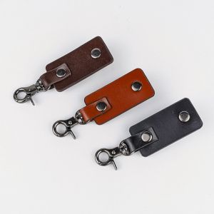 Penjepit Leather Name Tag / Jepitan Pengait ID Card Kulit Sapi Asli