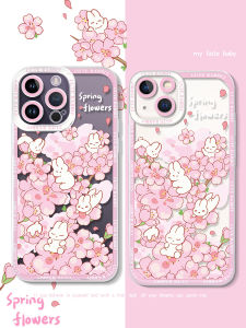 Cute Rabbit Sakura Phone Case Three Rivers Motif Protective Shell for iPhone 17 pro Max Apple 15 plus Huawei 16 13 Mini Xiaomi 14