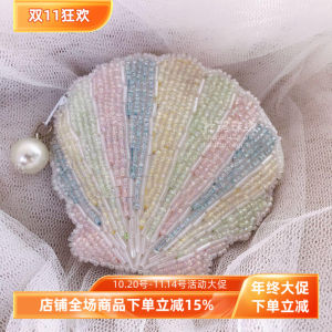 กระเป๋าใส่เหรียญแบบมินิลายหอย กระเป๋าใส่เครื่องประดับหูแบบมือทำลายลายนูน กระเป๋าใส่เหรียญแบบมีซิปปิด กระเป๋าใส่เหรียญแบบแข็ง