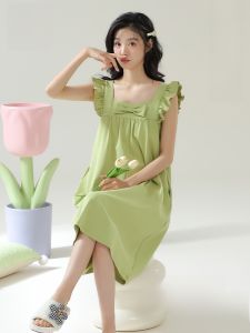 MiiOW | Váy ngủ cotton mỏng mùa hè cho nữ MiiOW Váy ngủ cotton nguyên chất thoáng khí rộng rãi thoải mái Quần áo mặc nhà cho nữ