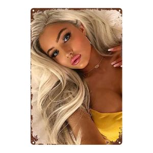 Golden Haired Beauty 8x12 Metal Sign Wall Art for Home Office Bathroom Unique Gift