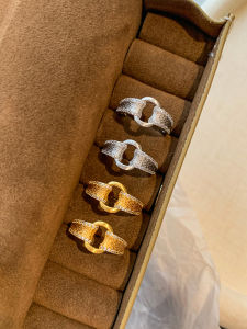 CAFFTI | Vintage Metal Silver Brushed Zircon Plain Ring