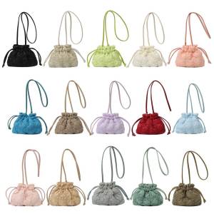 Women Puffer Bucket Bag Detachable Strap Quilted Crossbody Bag Solid Color Soft Padding Handbag for Party Vacation