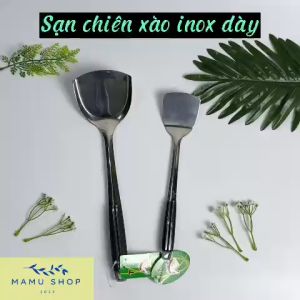 Sạn chiên xào xẻng nấu ăn sạn inox dày siêu bền cán đen lớn nhỏ Mamu shop