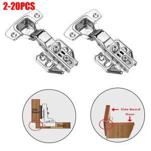 2-20Pcs Cabinet Door Hinges Stainless Steel Hydraulic Damper Buffer Soft Close Quiet Wardrobe Door Concealed Hinges with Screws