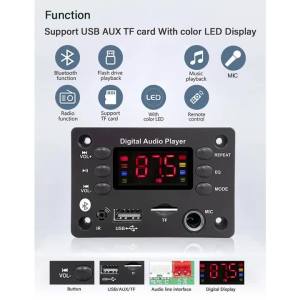 kebidumei | Bo Mạch Giải Mã MP3 Bluetooth 5.0 Hỗ Trợ Nguồn DC 5V 12V Tích Hợp Micro USB Thẻ TF Radio FM Hỗ Trợ Định Dạng Nhạc WMA WAV APE Loa Phát Nhạc