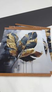 2A Hanging Wall Decor with Gold Details Luxury Fancy Design Canvas Decoration (AHW44)