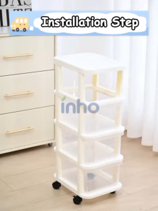 INHO L28cm (2-4 Layers) Multipurpose Trolley Moveable Toy Snack Drawer Storage Cabinet With Roller