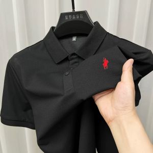 High end brand pony embroidered short sleeve polo shirt men summer luxury business leisure solid color breathable Paul T-shirt