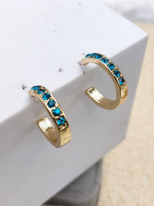 วินเทจสีเขียวคริสตัล C-ear Studs ต่างหูวงกลมแฟชั่นเครื่องประดับสไตล์เกาหลีผู้หญิงอุปกรณ์เสริม B825