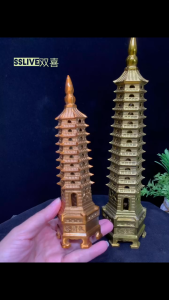 Solid Brass | 9-Tier Wen Chang Pagoda fengshui decoration