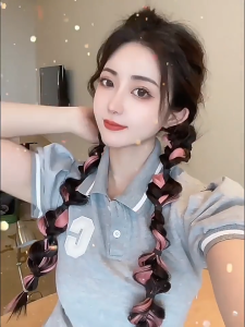 เปียยาว วิกผม ผมหางม้า หญิง ผมหางม้าสูง ขี้เล่น น่ารัก เป็นธรรมชาติ เปียโคม แบบใหม่ 2025