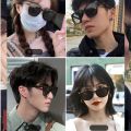 Black Large Frame Polarized Sunglasses Womens Summer Slimming Eyewear Korean Style Big Face Sun Glasses Fashionable round Faces. 