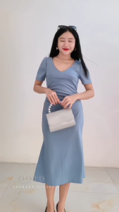 french vintage blue dress for woman formal long bodycon dress plus size xl plain black elegant dress