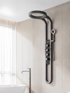 NJPRO Bathroom Shower Head Set Home Use Shower Screen Bathroom Booster Bathing Device Fixed Support round Shape Copper Material