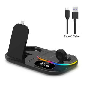 4 in 1 Wireless Charger Stand Light For iPhone 14 13 12 11 X Apple Watch Airpods Samsung Galaxy Watch Fast Charging Dock Station
