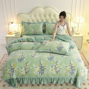 Thick Fleece Flannel Bed Set 4pc