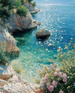 Kayou | Adults Paint By Number Floral Seaside Landscape Drawing on Canvas HandPainted Art DIY Pictures By Numbers Kit Home Decor
