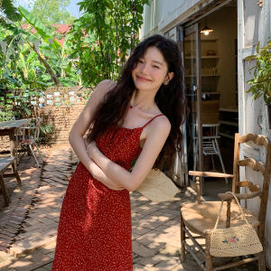Red Floral Spaghetti Strap Maxi Dress