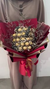 HER.FLORIST Buket Bunga Baby Breath dan Cokelat Ferrero Rocher 20 PCS / Ferero/  Coklat / Hadiah