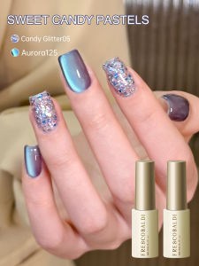 Bộ Sơn Móng Tay Dạng Gel Hình Trụ 2 Màu Với Kim Tuyến Màu Xanh Và Hiệu Ứng Mắt Mèo Từ Tính Để Trang Trí Móng Tay Tự Làm