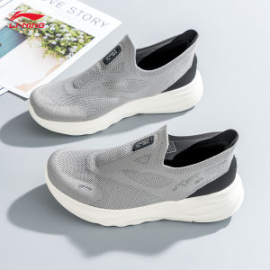 Li-Ning Mens Running Shoes Summer Breathable Mesh Slip-On Sports Sneakers Low Top Rubber+EVA Outsole Fashionable Sportswear