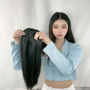 Top hair reissue block Wig Female long straight hair Invisible breathable breathable reissue piece Hair top reissue volume Cover white hair