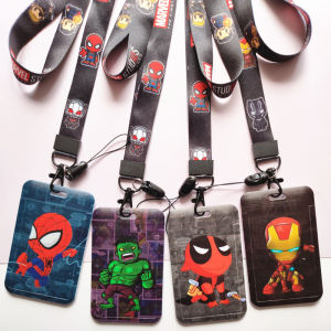 Hot Toys | Marvel Cartoon Figure Spiderman Credential Holder Lanyard Keys ID Card Sleeve Badge Holder Charm Cartoon Keyring Neck Straps