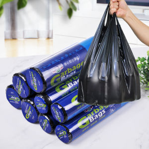 Thickened Black Plastic Garbage Bags Large Size Kitchen Home Use Disposable Handheld Vest Type Point Break Roll Household Cleaning Tools
