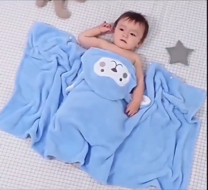 BUY 1 TAKE 1 Cute Cat Hooded Baby Bath Towel Super Soft Coral Fleece Infant Wrap Blanket Quick Dry Toddler Bath Robe