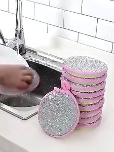 2 SISI Spons Cuci Piring Bulat 2 Sisi Spon Cuci Spons Dapur Serbaguna