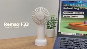 Remax Fan handheld mini Pro F33 - พัดลมมือถือ ขนาดเล็ก พกพากสะดวก มีแท่นวางพัดลม