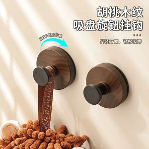 Strong Bearing Absorbent Hook Walnut Wood Material No Punching Bathroom Clothes Hanging Stick on Wall No Trace Middle Ancient Style