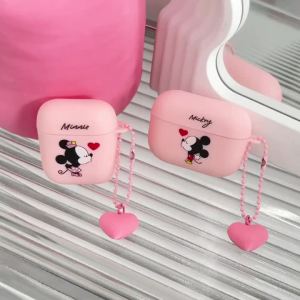 适用于Air Pods Pro2 perlindungan kes Cute kartun corak AirPods 1 2 3 4 Pro perlindungan kes Apple Earphone perlindungan kes Mickey  Frosted tpu silikon kes