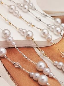 Handmade Crystal Pearl Gourd Shaped Necklace Jewelry Chain DIY Accessory Material Loose Chain Fashionable Hairpin Parts