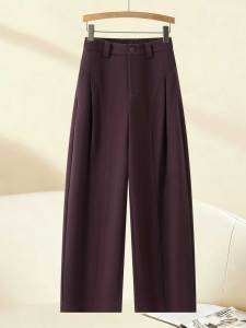 High Waist Woolen Wide Leg Pants Womens Versatile Loose Meat Concealing Straight Casual Trousers Autumn New Style Casual Pants