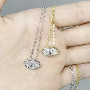 A High-Quality 925 Sterling Silver Pendant Necklace with a 2-Carat Marquise Moissanite Design Suitable for Both Men and Women.
