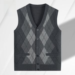 ROMON | Lomond Mens Knitted Vest Thickened V-neck Autumn Winter New Style Middle-aged And Elderly Dad Clothes Fashion Urban Business Casual