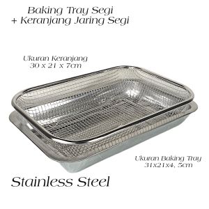 Leoshop888 Wadah Peniris Minyak Gorengan Ukuran 32cm / 36cm Bahan Stainless Tebal Tahan Karat Food Grade / Saringan Tiris Minyak Lengkap Nampan