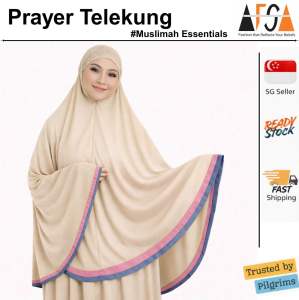 Set Telekung Arafah Dewasa with Laces Multicolor Free Size - 2PC Prayer Shawl & Sarong READY STOCK SG Seller