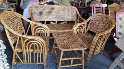 SALA SET RATTAN 4PCS NATIVE NATURAL RATTAN