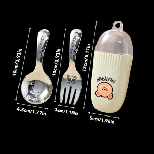 WORTHBUY Outdoor Portable Cutlery Set 304 Stainless Steel Spoon Fork Tableware Set Reusable Mini Short Handle Children Dinnwware