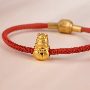 Chow Sang Sang 周生生 Charme 999 Gold Auspicious Blessings Mini "Fu" Horse Charm for Women & Men 95978C (Bracelet Not Included)