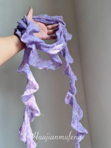 Elegant Purple Spiral Knitted Scarf Womens Long Rectangle Fashion Accessory Dreamy Atmosphere Design Spring Autumn Winter Season